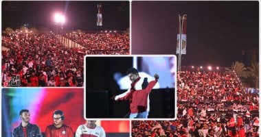 أجواء من الفرحة.. المصريون يدعمون منتخب الفراعنة بمنطقة الفان زون فيديو وصور